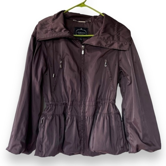 1 Madison Luxe Outerwear Olive Green Elastic Waist Zip Up Utility Jacket - Picture 1 of 9
